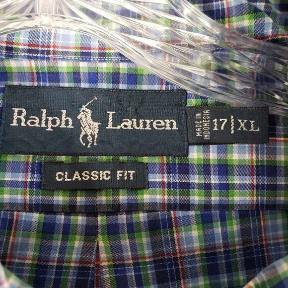 Polo Ralph Lauren Oxford Shirt Mens XL 17 Red Pony Plaid LS Button Down - Picture 5 of 11